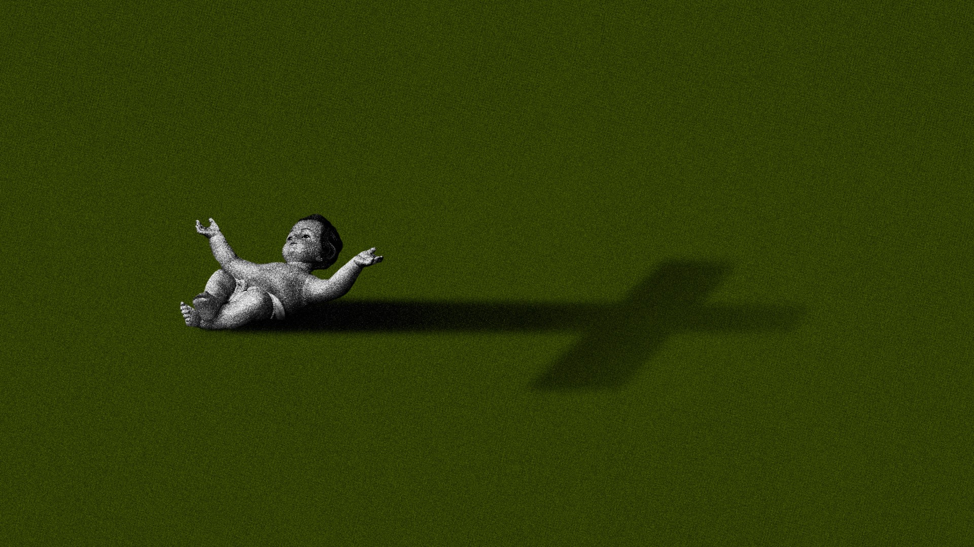 Baby Jesus and a cross shadow.