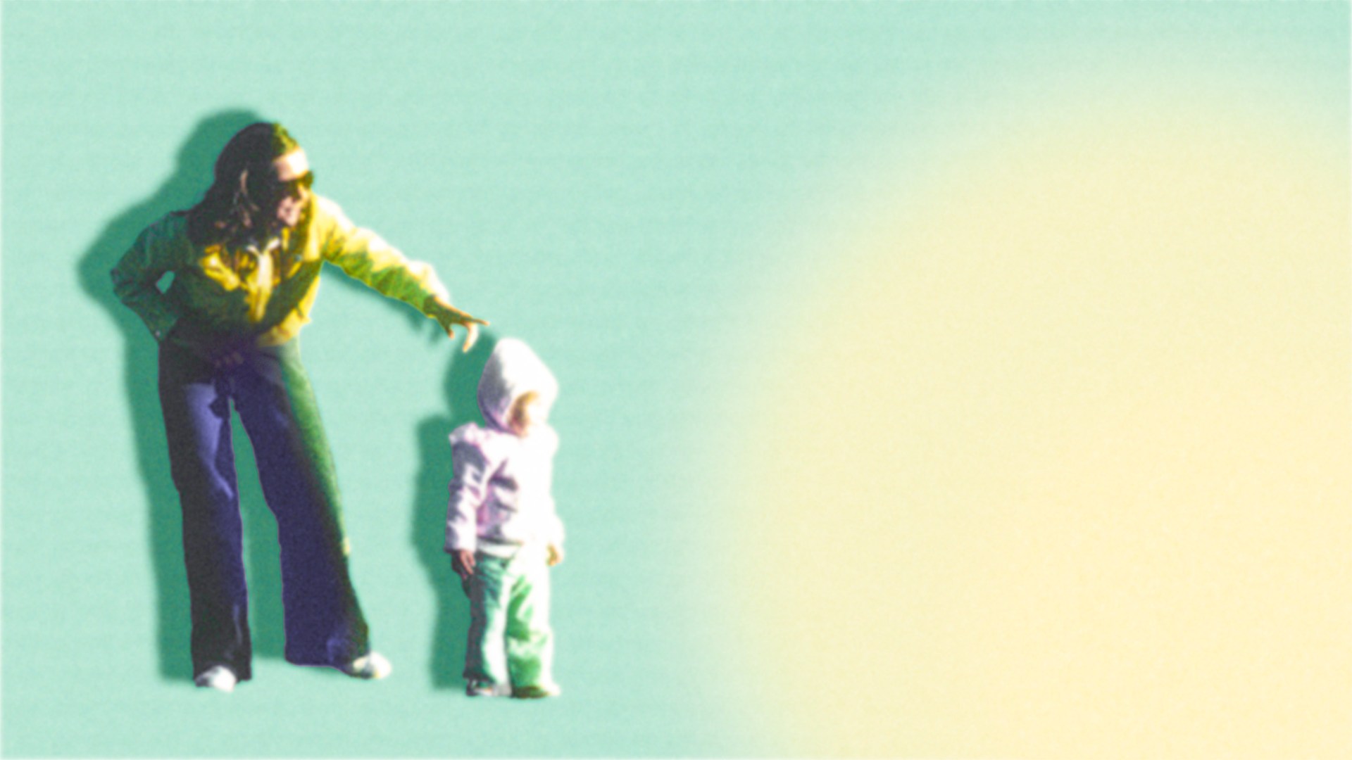 A mom and her child and a bright glow.