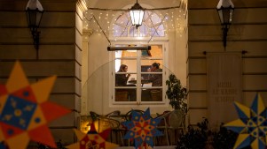 Ukrainian women in a warm cafe.